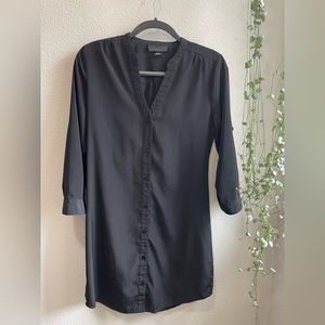 Black Button Down 3/4 Sleeve Shirt Dress